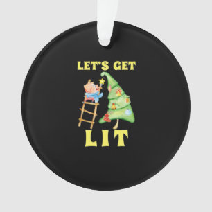Let's Get Lit Funny Christmas Drinking Classic Ornament