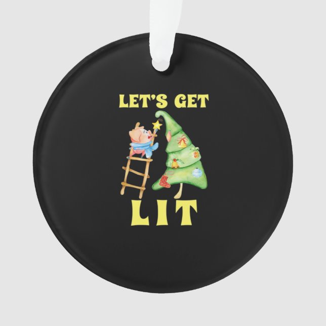 Let's Get Lit Funny Christmas Drinking Classic Ornament (Front)