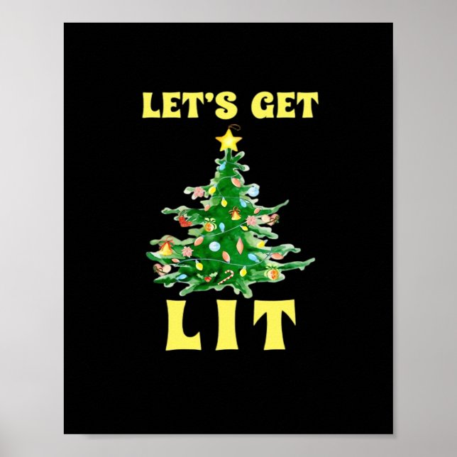 Let's Get Lit Funny Christmas Drinking Classic Poster (Front)