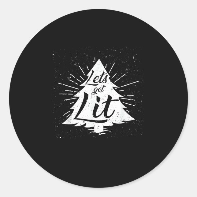 Let's Get Lit Funny Christmas Drinking Classic Round Sticker (Front)