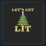 Let's Get Lit Funny Christmas Drinking Classic Square Sticker<br><div class="desc">Let's Get Lit Funny Christmas Drinking Classic: A humourous classic pun design for holiday drinkers. Perfect for parties. Fun,  witty,  and festive.</div>