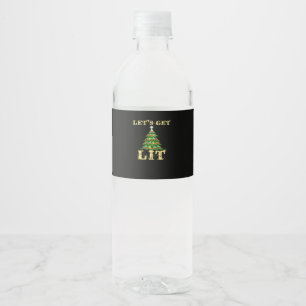 Let's Get Lit Funny Christmas Drinking Classic Water Bottle Label