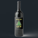 Let's Get Lit Funny Christmas Drinking Classic Wine Label<br><div class="desc">Let's Get Lit Funny Christmas Drinking Classic: A timeless holiday pun celebrating Christmas drinks. Perfect for seasonal outfits. Fun,  witty,  and bold.</div>