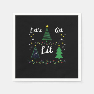Let's Get Lit Funny Christmas Drinking Essential Napkin