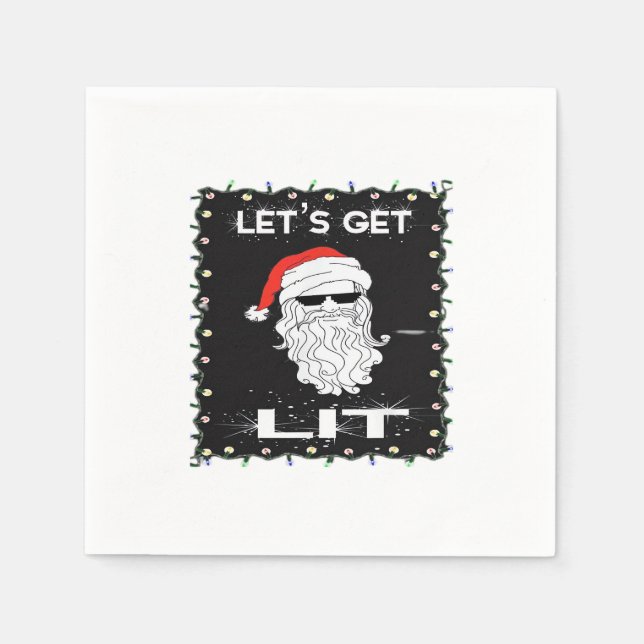 Let's Get Lit Funny Christmas Drinking Essential Napkin (Front)