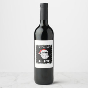 Let's Get Lit Funny Christmas Drinking Essential Wine Label