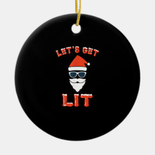 Let's Get Lit Funny Christmas Drinking Funny Ceramic Tree Decoration