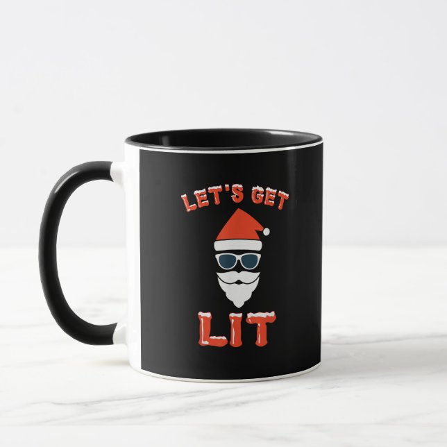 Let's Get Lit Funny Christmas Drinking Funny Mug (Left)