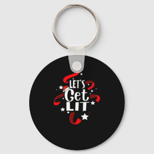 Let's Get Lit Funny Christmas Drinking Key Ring
