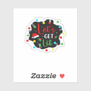 Let's Get Lit Funny Christmas Drinking Lights Sant