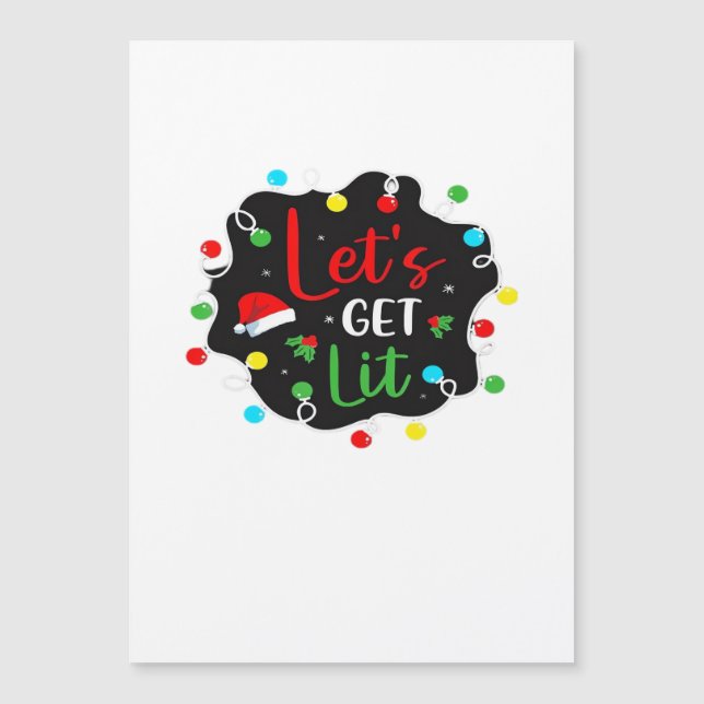 Let's Get Lit Funny Christmas Drinking Lights Sant (Front)