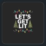 Let's Get Lit Funny Christmas Drinking Lights Square Sticker<br><div class="desc">Let's Get Lit Funny Christmas Drinking Lights: A humourous pun combining Christmas lights and drinks. Perfect for festive parties. Fun,  witty,  and seasonal.</div>