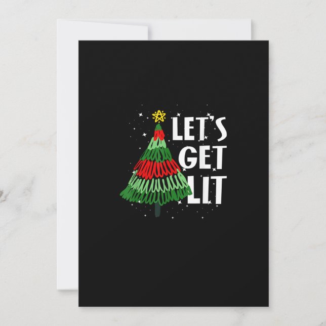 Let's Get Lit Funny Christmas Drinking Men Women Holiday Card (Front)