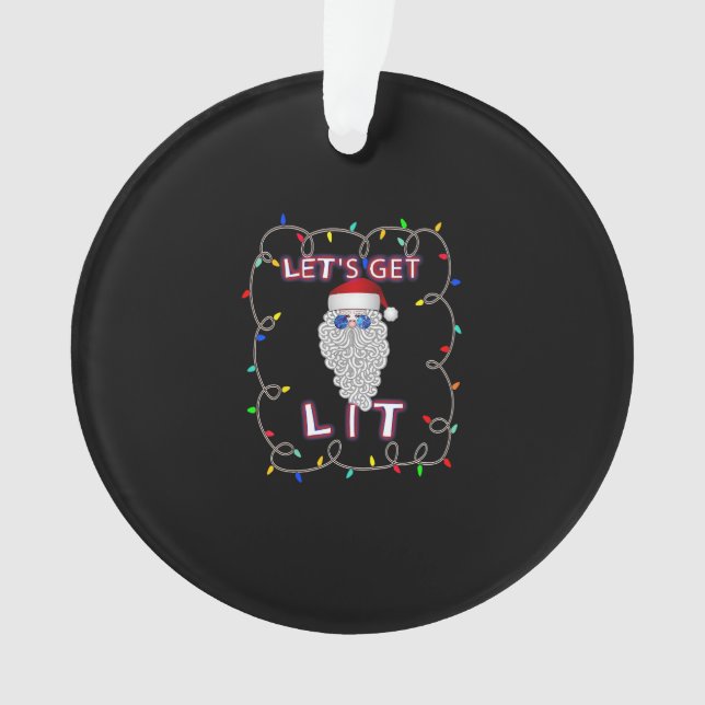 Let's Get Lit Funny Christmas Drinking Ornament (Front)