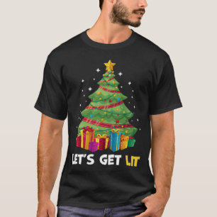 Let's Get Lit Funny Christmas Drinking T-Shirt