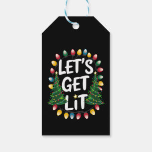 Let's Get Lit Funny Christmas Drinking Xmas Lights Gift Tags