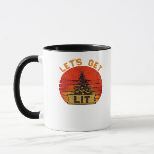 Let's Get Lit Funny Christmas Humor Quote Vintage Mug