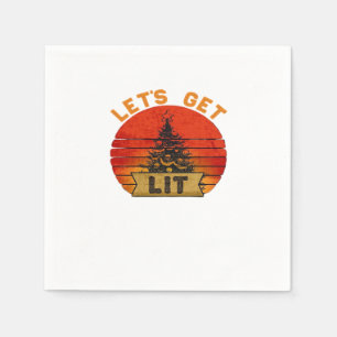 Let's Get Lit Funny Christmas Humor Quote Vintage  Napkin