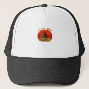 Let's Get Lit Funny Christmas Humor Quote Vintage  Trucker Hat