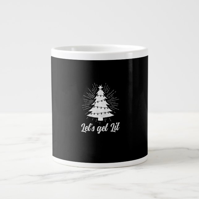 Let's Get Lit - Funny Christmas Large Coffee Mug (Front)