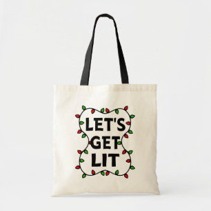 Let's get Lit Funny Christmas Lights Bag Saying