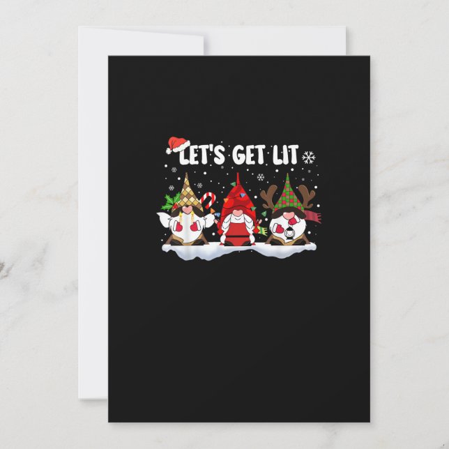 Let's Get Lit Funny Christmas Lights Christmas Gno Holiday Card (Front)