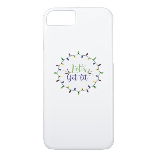 Let's Get Lit Funny Christmas Lights Festive Holid Case-Mate iPhone Case (Back)