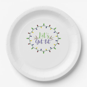 Let's Get Lit Funny Christmas Lights Festive Holid Paper Plate