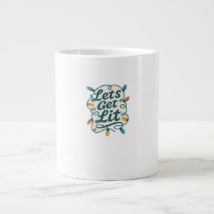 Let's Get Lit Funny Christmas Lights Holiday Party Large Coffee Mug