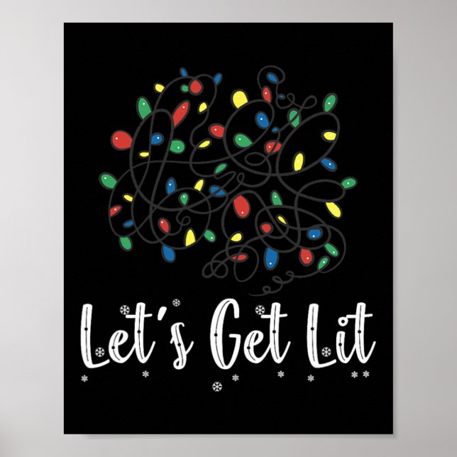 Let's Get Lit Funny Christmas Lights Pyjamas For F Poster (Front)