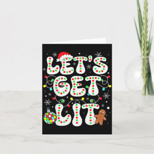 Let's Get Lit Funny Christmas Lights Xmas Pajamas  Card