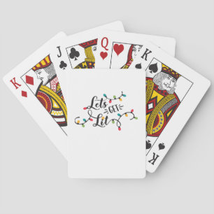 Let's Get Lit Funny Christmas Pun Classic Playing Cards