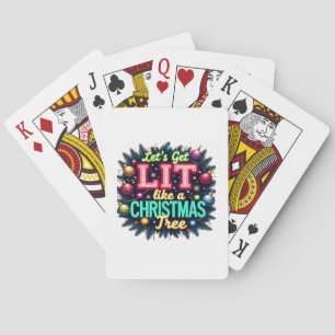 Let's Get Lit - Funny Christmas Pun Graphic Holid Playing Cards