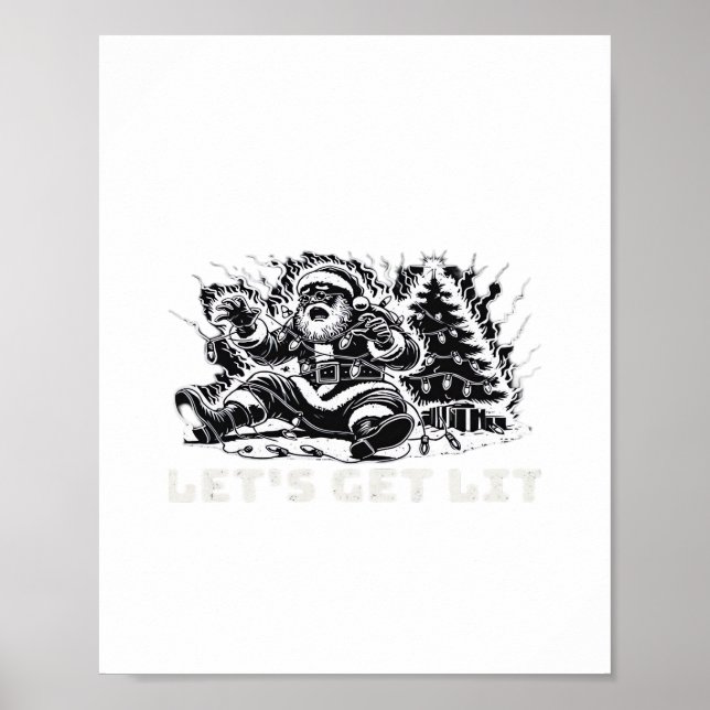 Let's Get Lit Funny Christmas Vibe Classic Poster (Front)