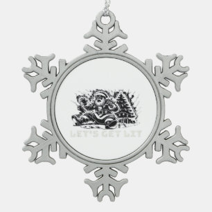 Let's Get Lit Funny Christmas Vibe Classic Snowflake Pewter Christmas Ornament