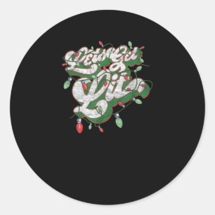 Let's Get Lit - Funny Drinking Christmas Light Gra Classic Round Sticker
