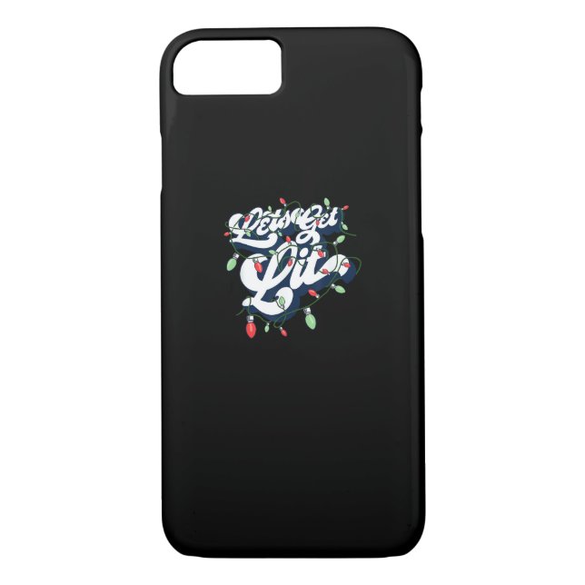 Let's Get Lit! Funny Drinking Christmas Light Grap Case-Mate iPhone Case (Back)