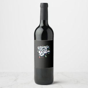 Let's Get Lit! Funny Drinking Christmas Light Grap Wine Label