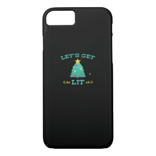 Let's Get Lit Funny Drunk Drinking Christmas Tree  iPhone 8/7 Case