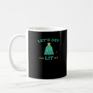 Let's Get Lit Funny Drunk Drinking Christmas Tree  Coffee Mug