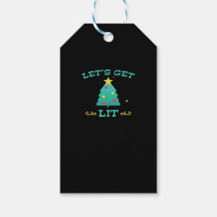 Let's Get Lit Funny Drunk Drinking Christmas Tree Gift Tags