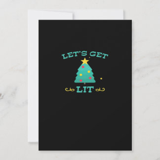 Let's Get Lit Funny Drunk Drinking Christmas Tree Holiday Card