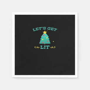 Let's Get Lit Funny Drunk Drinking Christmas Tree  Napkin