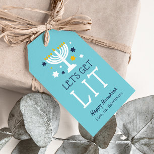 Let's Get Lit   Funny Hanukkah Gift Tags