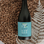 Let's Get Lit | Funny Hanukkah Wine Label<br><div class="desc">Dress up your Hanukkah wine gifts with these cute and funny labels. Design features a turquoise blue background with "let's get lit" and a lit menorah illustration accented with blue and white stars. Customise with a name and/or personalised Hanukkah greeting.</div>