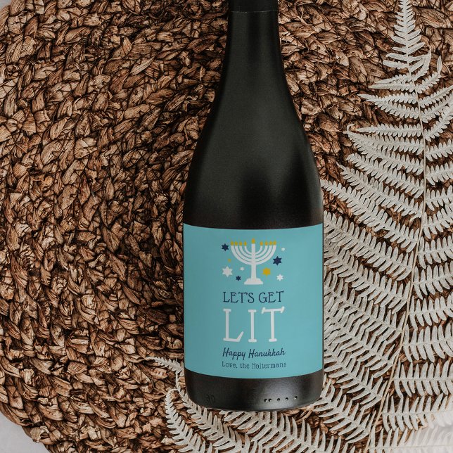 Let's Get Lit | Funny Hanukkah Wine Label (Creator Uploaded)