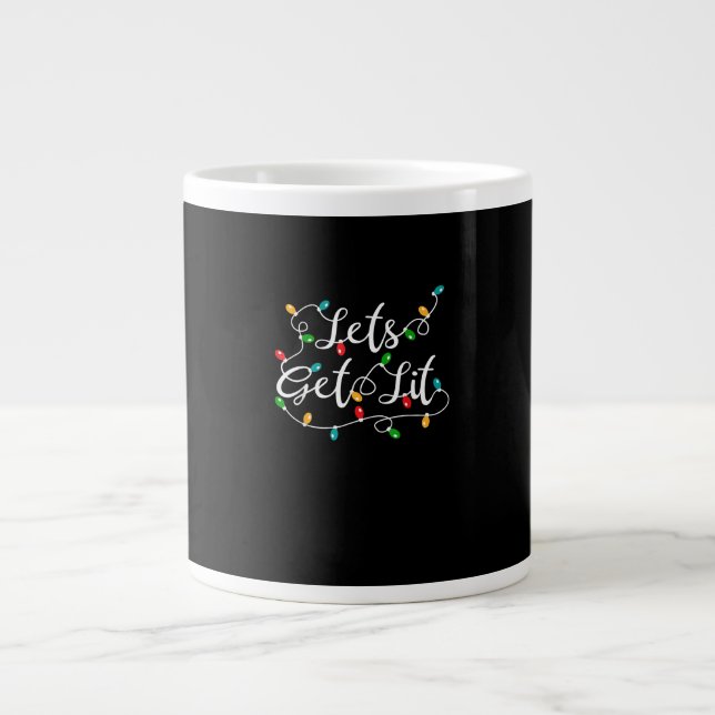 Let's Get Lit - Funny Xmas Holidays Christmas Large Coffee Mug (Front)