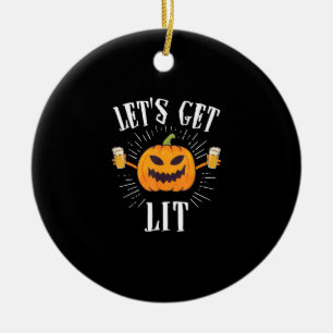 Let's Get Lit Halloween Beer Drinker Ceramic Tree Decoration