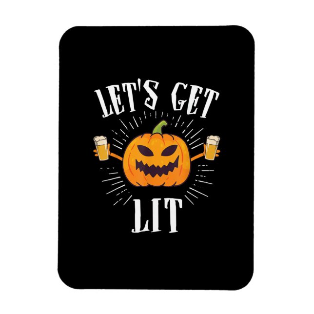 Let's Get Lit Halloween Beer Drinker Magnet (Vertical)