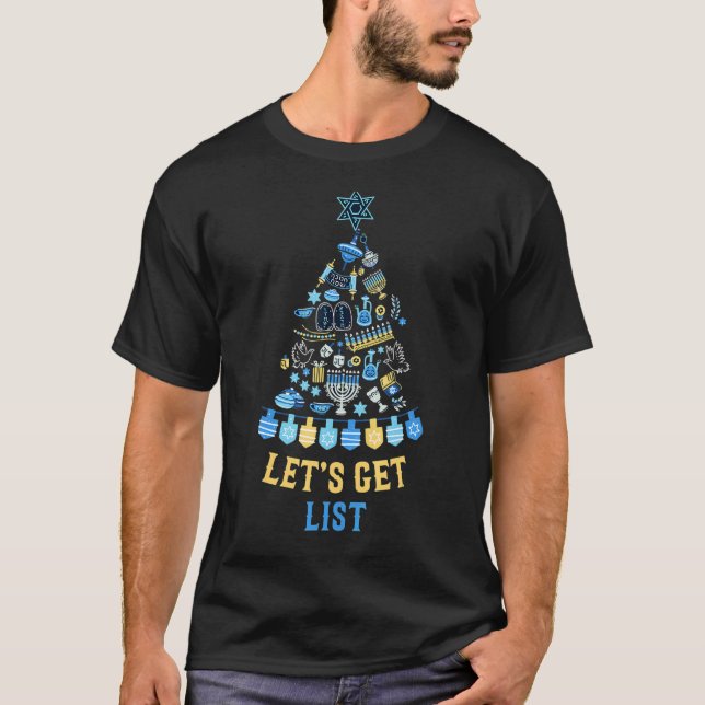 Let's Get Lit Hanukkah Christmas Merry Chrismukkah T-Shirt (Front)
